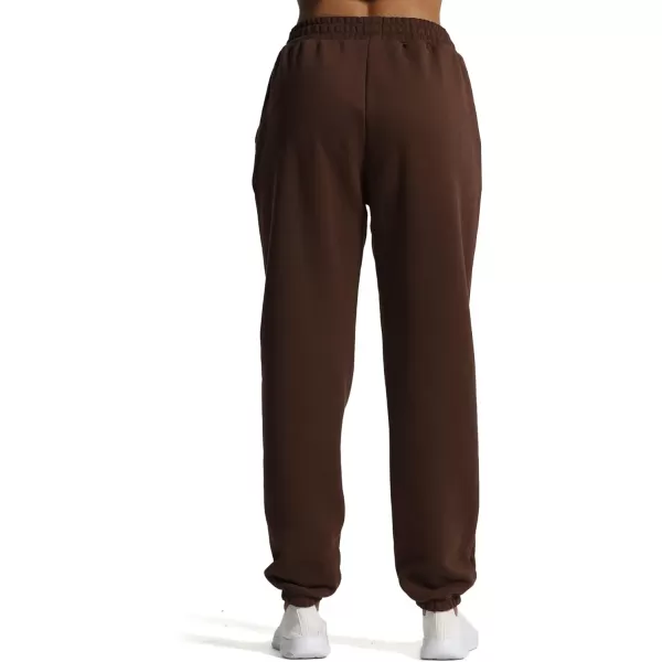 Aoxjox Sweatpants for Women with Pocket High Waisted Baggy Jogger Fleece Lined Cotton Cloud Lounge Pants 30Fudge Coffee