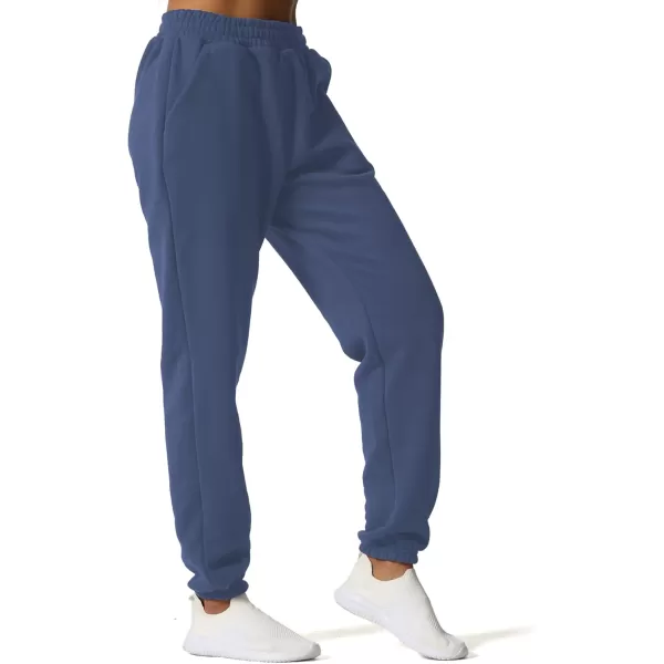 Aoxjox Sweatpants for Women with Pocket High Waisted Baggy Jogger Fleece Lined Cotton Cloud Lounge Pants 30Navy