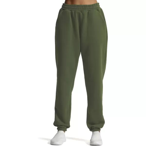 Aoxjox Sweatpants for Women with Pocket High Waisted Baggy Jogger Fleece Lined Cotton Cloud Lounge Pants 30Olive Green