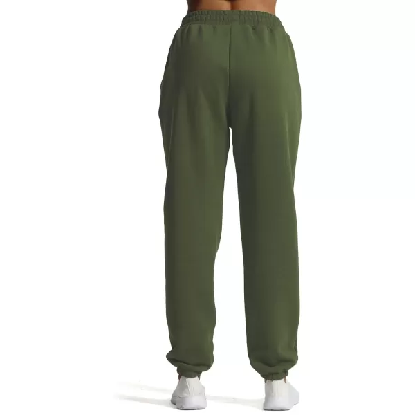 Aoxjox Sweatpants for Women with Pocket High Waisted Baggy Jogger Fleece Lined Cotton Cloud Lounge Pants 30Olive Green