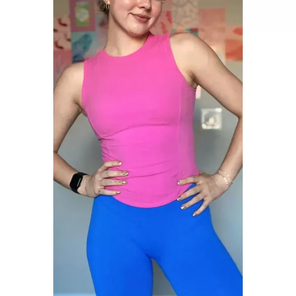 Aoxjox Womens Sleeveless Tank Top GEO Workout Gym Yoga Curve Longline Crop TopAzalea Pink