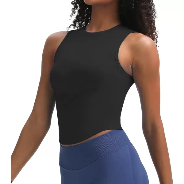 Aoxjox Womens Sleeveless Tank Top GEO Workout Gym Yoga Curve Longline Crop TopBlack