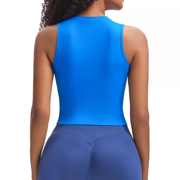 Aoxjox Womens Sleeveless Tank Top GEO Workout Gym Yoga Curve Longline Crop TopDirectoire Blue