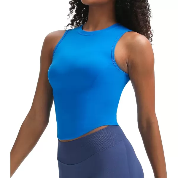 Aoxjox Womens Sleeveless Tank Top GEO Workout Gym Yoga Curve Longline Crop TopDirectoire Blue