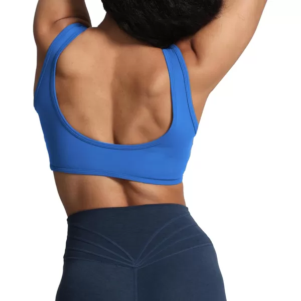 imageAoxjox Womens Workout Sports Bras Basic Baddie Fitness Backless Training Gym Bra Yoga Crop Tank TopDirectoire Blue