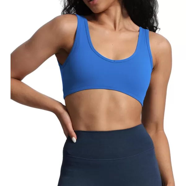 imageAoxjox Womens Workout Sports Bras Basic Baddie Fitness Backless Training Gym Bra Yoga Crop Tank TopDirectoire Blue