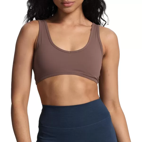 imageAoxjox Womens Workout Sports Bras Basic Baddie Fitness Backless Training Gym Bra Yoga Crop Tank TopFudge Coffee