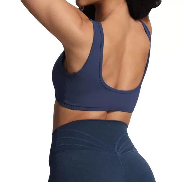 imageAoxjox Womens Workout Sports Bras Basic Baddie Fitness Backless Training Gym Bra Yoga Crop Tank TopNavy