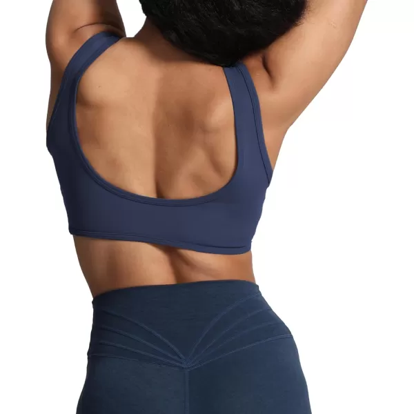 imageAoxjox Womens Workout Sports Bras Basic Baddie Fitness Backless Training Gym Bra Yoga Crop Tank TopNavy