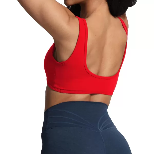 imageAoxjox Womens Workout Sports Bras Basic Baddie Fitness Backless Training Gym Bra Yoga Crop Tank TopRacing Red