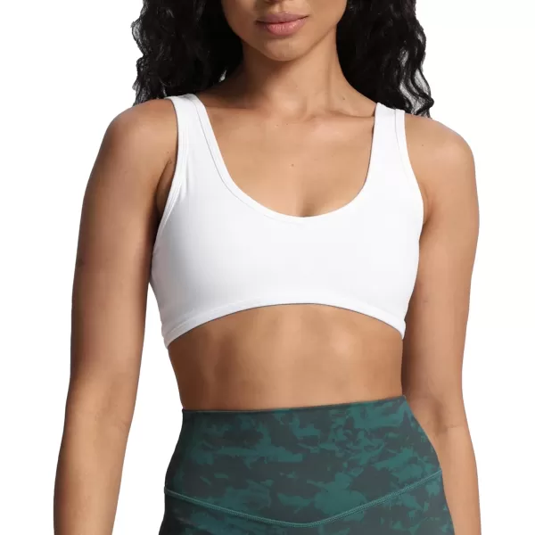 imageAoxjox Womens Workout Sports Bras Basic Baddie Fitness Backless Training Gym Bra Yoga Crop Tank TopWhite