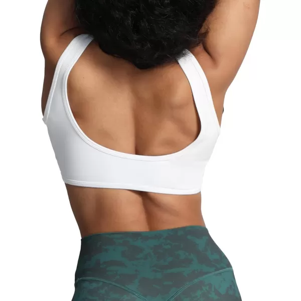 imageAoxjox Womens Workout Sports Bras Basic Baddie Fitness Backless Training Gym Bra Yoga Crop Tank TopWhite