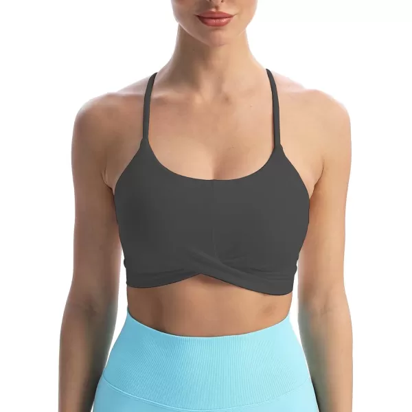 Aoxjox Womens Workout Sports Bras Becky Crossback Fitness Straps Padded Bra Yoga Crop Tank TopBlack