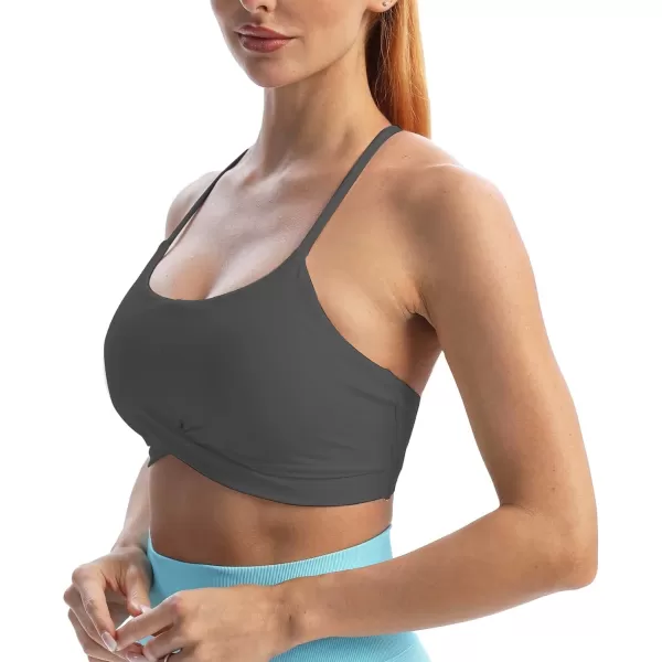 Aoxjox Womens Workout Sports Bras Becky Crossback Fitness Straps Padded Bra Yoga Crop Tank TopBlack