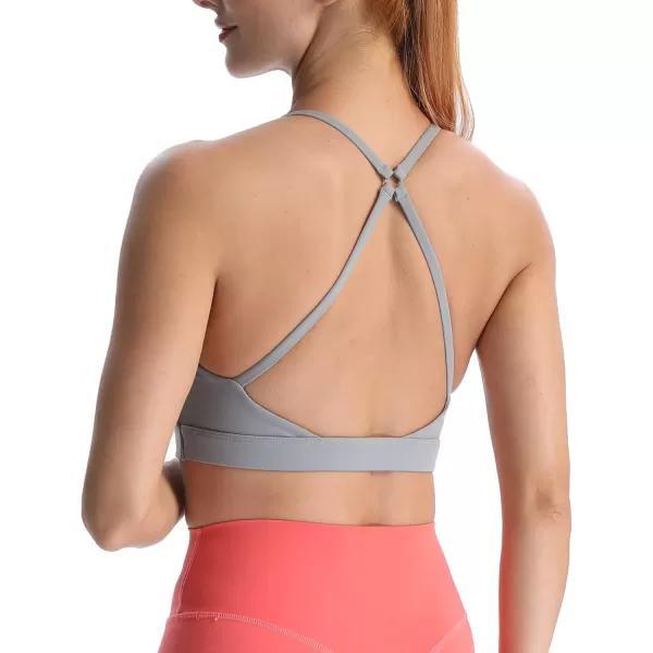 Aoxjox Womens Workout Sports Bras Becky Crossback Fitness Straps Padded Bra Yoga Crop Tank TopGrey