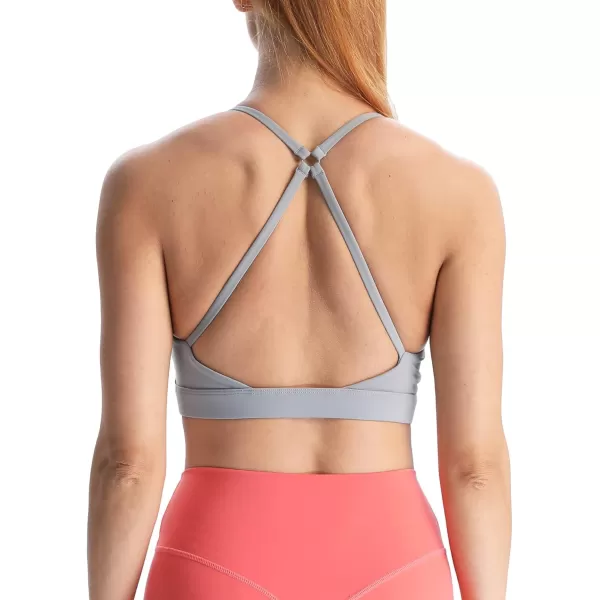 Aoxjox Womens Workout Sports Bras Becky Crossback Fitness Straps Padded Bra Yoga Crop Tank TopGrey