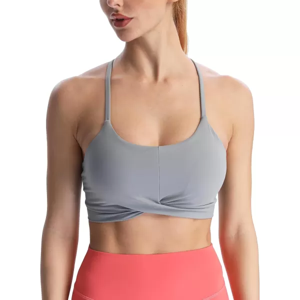 Aoxjox Womens Workout Sports Bras Becky Crossback Fitness Straps Padded Bra Yoga Crop Tank TopGrey