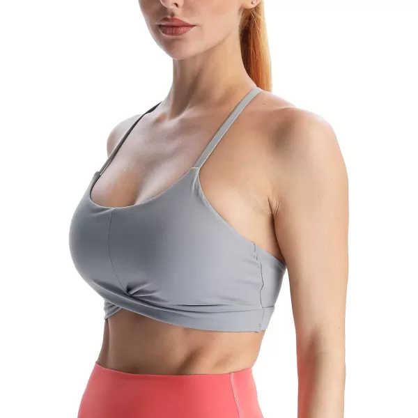 Aoxjox Womens Workout Sports Bras Becky Crossback Fitness Straps Padded Bra Yoga Crop Tank TopGrey