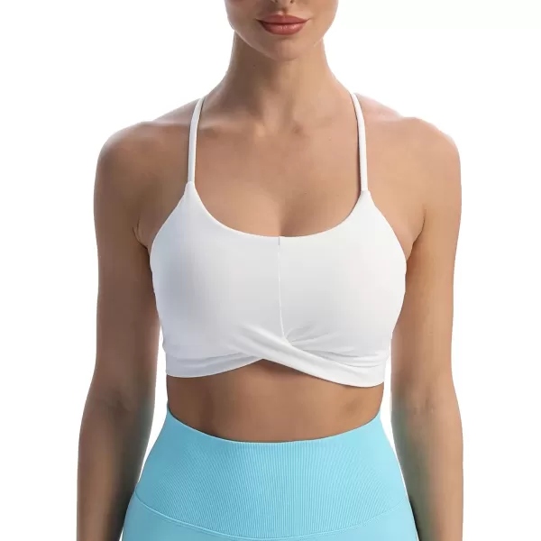 Aoxjox Womens Workout Sports Bras Becky Crossback Fitness Straps Padded Bra Yoga Crop Tank TopWhite