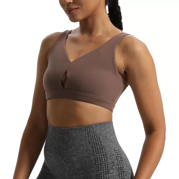 Aoxjox Womens Workout Sports Bras CrissCross Back Fitness Padded Training Gym Nova Bra Yoga Crop Tank TopFudge Coffee