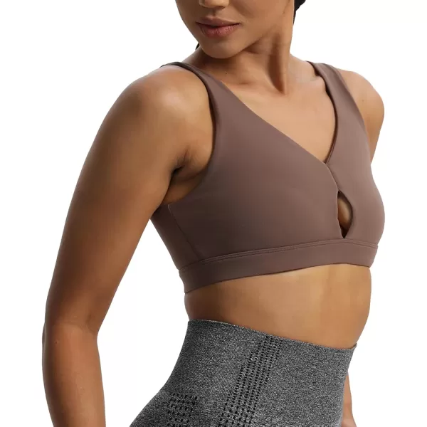 Aoxjox Womens Workout Sports Bras CrissCross Back Fitness Padded Training Gym Nova Bra Yoga Crop Tank TopFudge Coffee