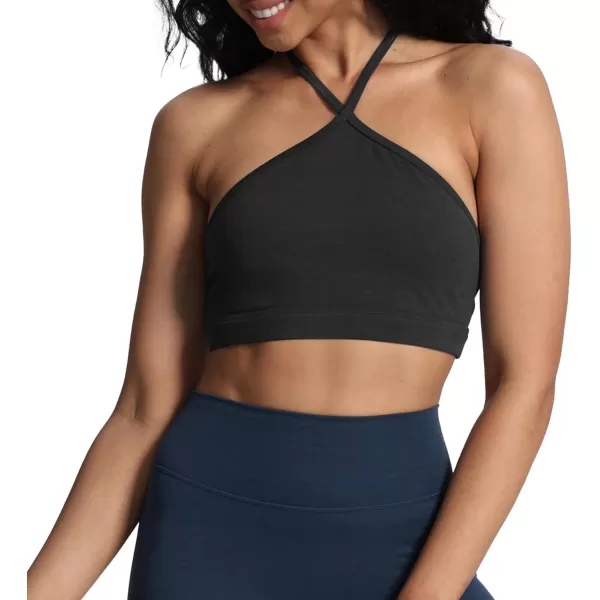 Aoxjox Womens Workout Sports Bras Fitness Backless Padded Darla High Neck Bra Yoga Crop Tank TopBlack Marl