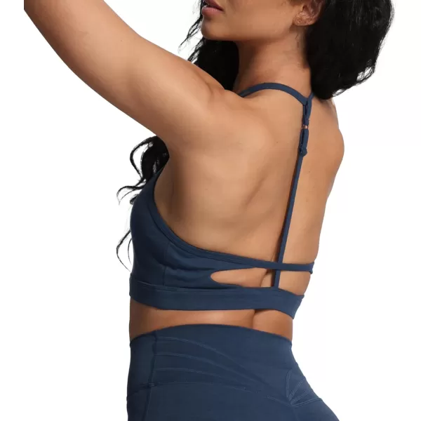 Aoxjox Womens Workout Sports Bras Fitness Backless Padded Darla High Neck Bra Yoga Crop Tank TopDark Blue Marl