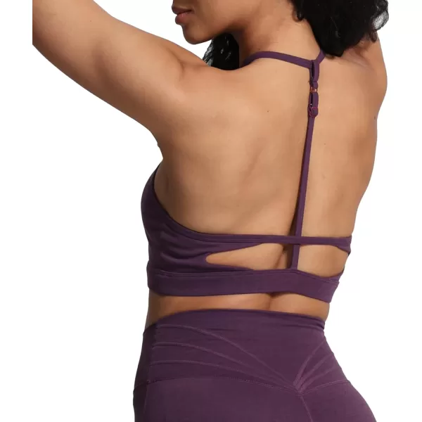 Aoxjox Womens Workout Sports Bras Fitness Backless Padded Darla High Neck Bra Yoga Crop Tank TopDeep Purple Marl