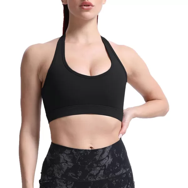 imageAoxjox Womens Workout Sports Bras Fitness Backless Padded Halter Bra Yoga Crop Tank Top1 Black