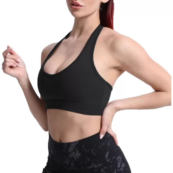 imageAoxjox Womens Workout Sports Bras Fitness Backless Padded Halter Bra Yoga Crop Tank Top1 Black