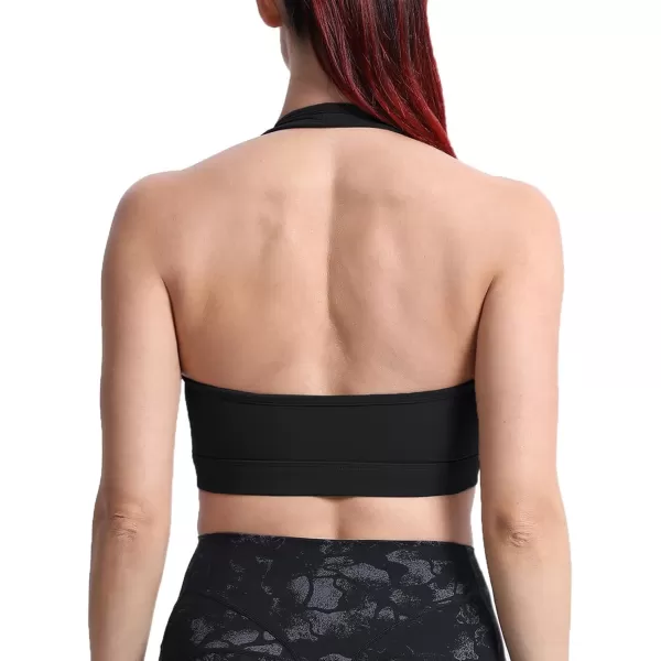 imageAoxjox Womens Workout Sports Bras Fitness Backless Padded Halter Bra Yoga Crop Tank Top1 Black