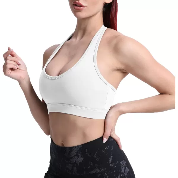 imageAoxjox Womens Workout Sports Bras Fitness Backless Padded Halter Bra Yoga Crop Tank Top1 White