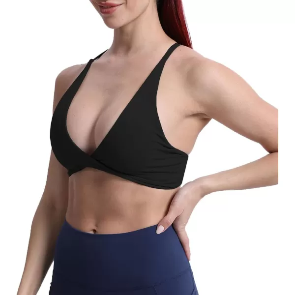 Aoxjox Womens Workout Sports Bras Fitness Backless Padded Sienna Low Impact Bra Yoga Crop Tank Top1 Black