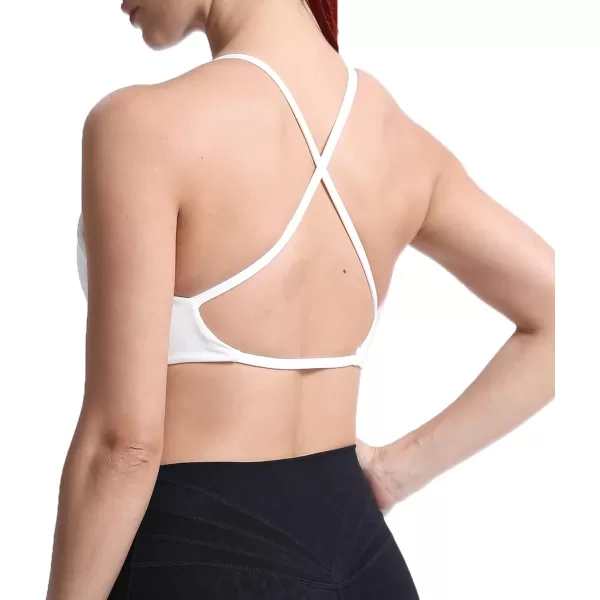 Aoxjox Womens Workout Sports Bras Fitness Backless Padded Sienna Low Impact Bra Yoga Crop Tank Top1 White