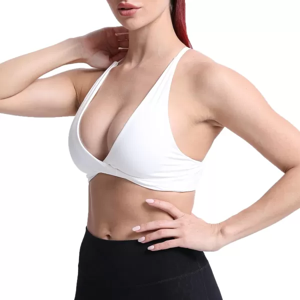 Aoxjox Womens Workout Sports Bras Fitness Backless Padded Sienna Low Impact Bra Yoga Crop Tank Top1 White