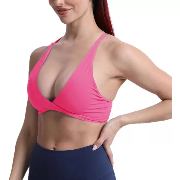 Aoxjox Womens Workout Sports Bras Fitness Backless Padded Sienna Low Impact Bra Yoga Crop Tank TopAzalea Pink