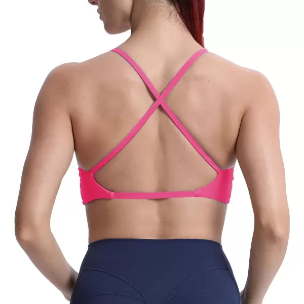 Aoxjox Womens Workout Sports Bras Fitness Backless Padded Sienna Low Impact Bra Yoga Crop Tank TopAzalea Pink