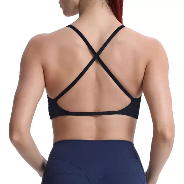 Aoxjox Womens Workout Sports Bras Fitness Backless Padded Sienna Low Impact Bra Yoga Crop Tank TopBlack Leopard Print