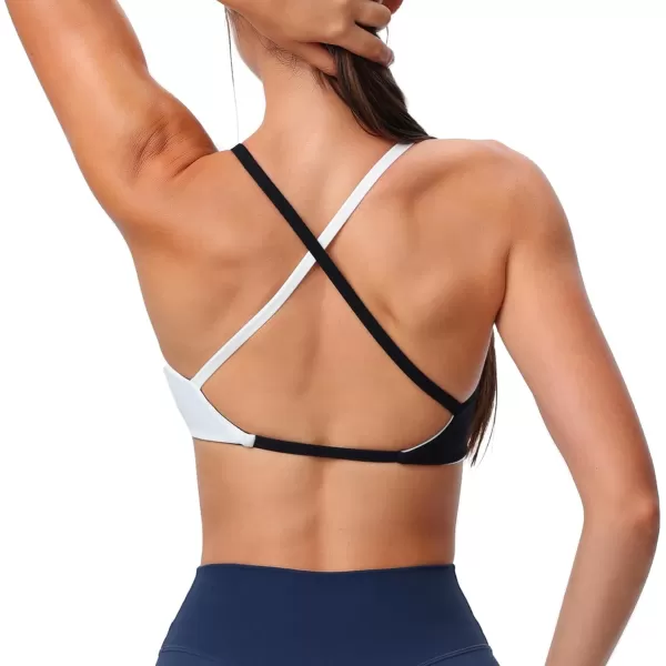 Aoxjox Womens Workout Sports Bras Fitness Backless Padded Sienna Low Impact Bra Yoga Crop Tank TopBlack and White