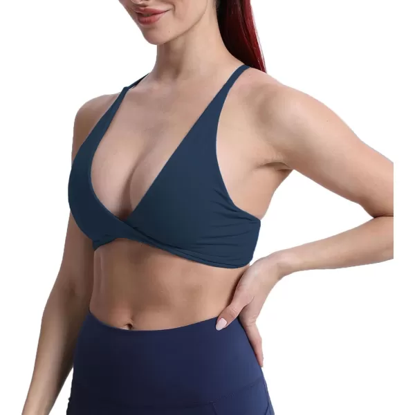 Aoxjox Womens Workout Sports Bras Fitness Backless Padded Sienna Low Impact Bra Yoga Crop Tank TopBlueberry