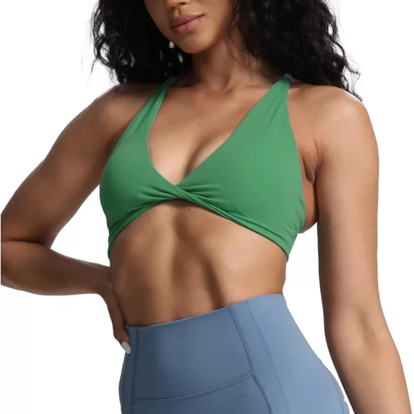 Aoxjox Womens Workout Sports Bras Fitness Backless Padded Sienna Low Impact Bra Yoga Crop Tank TopBottle Green