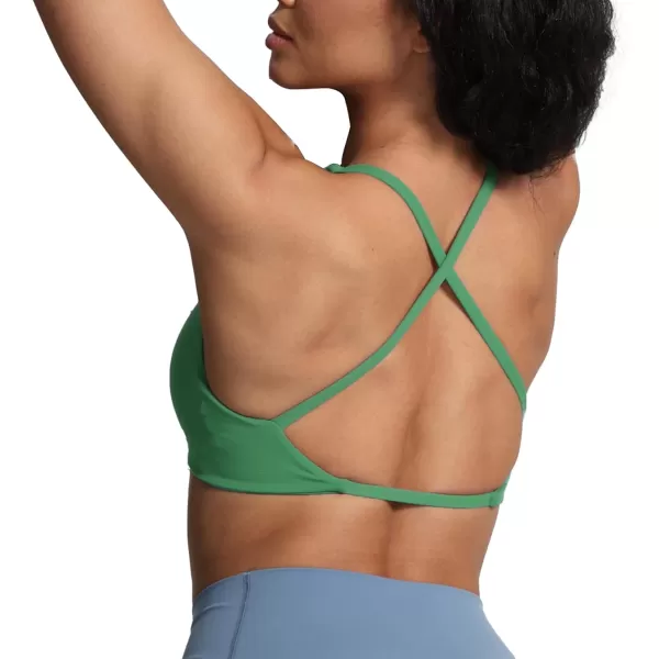 Aoxjox Womens Workout Sports Bras Fitness Backless Padded Sienna Low Impact Bra Yoga Crop Tank TopBottle Green