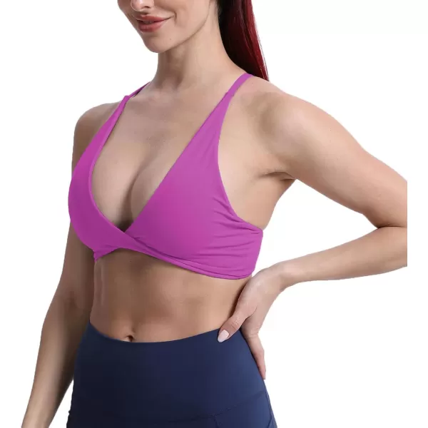 Aoxjox Womens Workout Sports Bras Fitness Backless Padded Sienna Low Impact Bra Yoga Crop Tank TopCattleya Purple