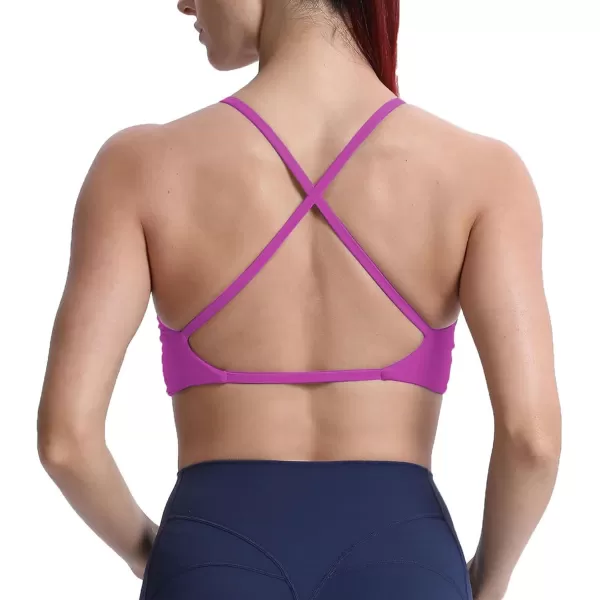 Aoxjox Womens Workout Sports Bras Fitness Backless Padded Sienna Low Impact Bra Yoga Crop Tank TopCattleya Purple