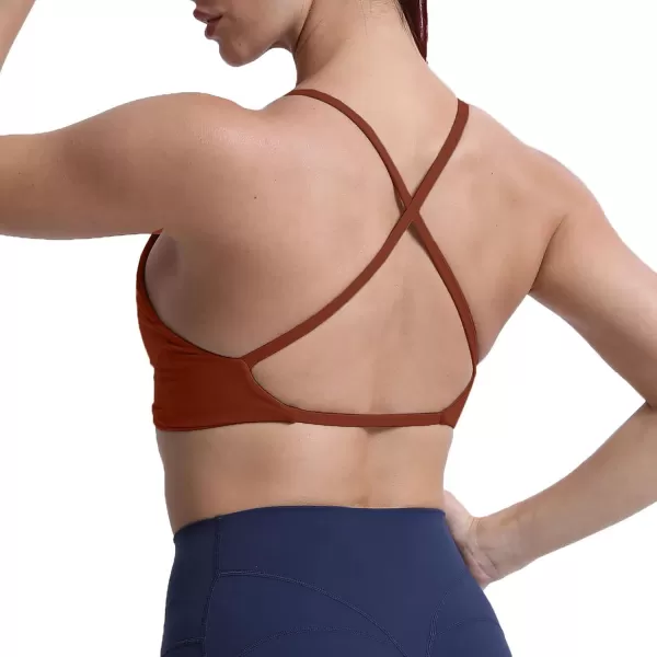 Aoxjox Womens Workout Sports Bras Fitness Backless Padded Sienna Low Impact Bra Yoga Crop Tank TopCherry Mahogany