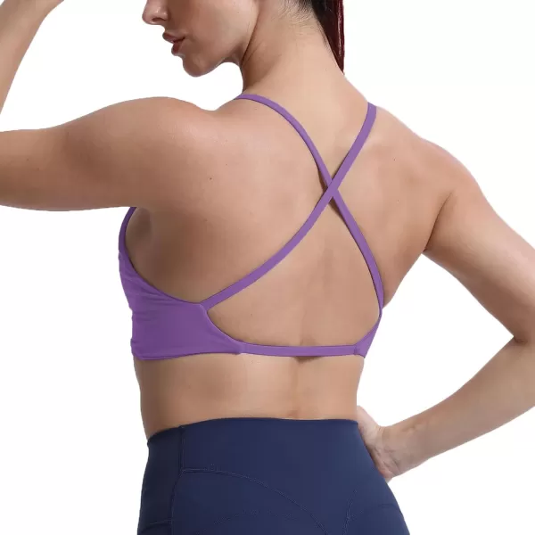 Aoxjox Womens Workout Sports Bras Fitness Backless Padded Sienna Low Impact Bra Yoga Crop Tank TopChive Blossom