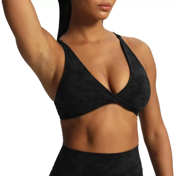 Aoxjox Womens Workout Sports Bras Fitness Backless Padded Sienna Low Impact Bra Yoga Crop Tank TopCloud Black