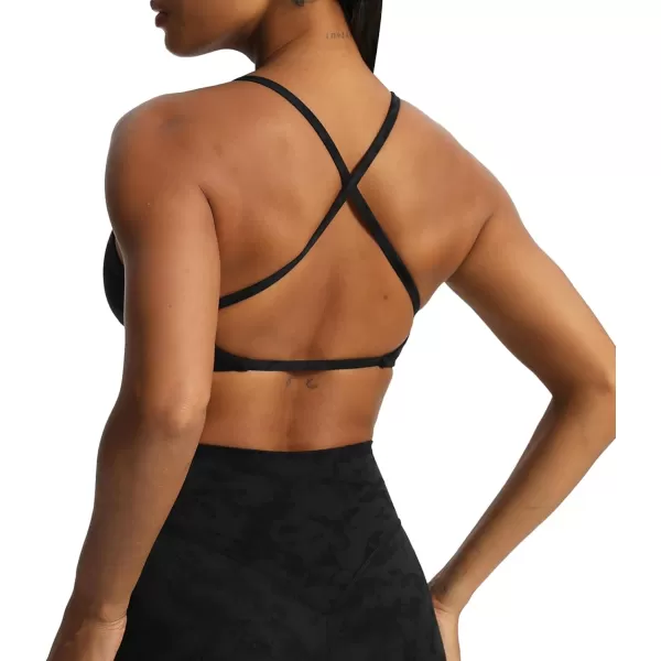Aoxjox Womens Workout Sports Bras Fitness Backless Padded Sienna Low Impact Bra Yoga Crop Tank TopCloud Black