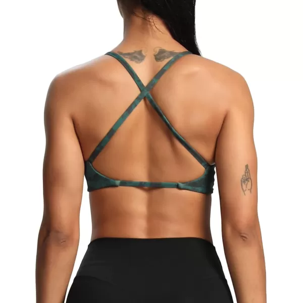 Aoxjox Womens Workout Sports Bras Fitness Backless Padded Sienna Low Impact Bra Yoga Crop Tank TopCloud Dark Green