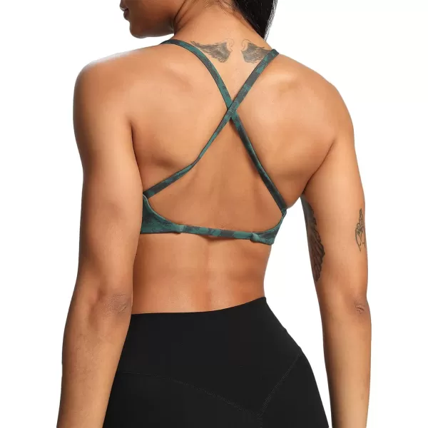Aoxjox Womens Workout Sports Bras Fitness Backless Padded Sienna Low Impact Bra Yoga Crop Tank TopCloud Dark Green